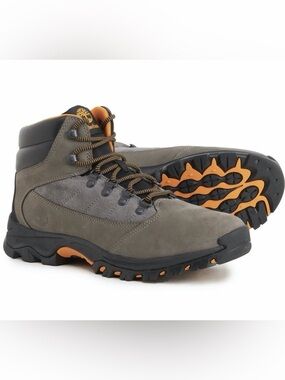 Timberland Men's Gray Suede Hiking Boots with Orange Accents